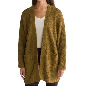 Bobeau Open Front Patch Pocket Popcorn Cardigan Size XL
